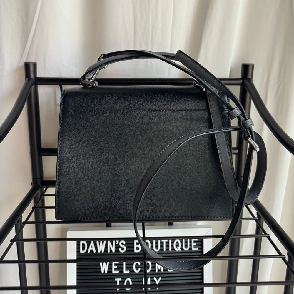 Black/Grey Michael Kors Leather Satchel. L 9 1/2” W 3 1/4” H 7” - Picture 3 of 7